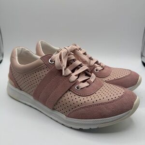 Foot Petals Pink Leather Perforated Sneakers Comfort Lace Up 8M
